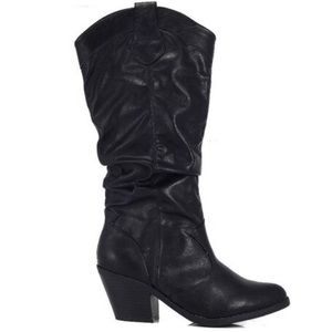 Black slouchy cowboy boot